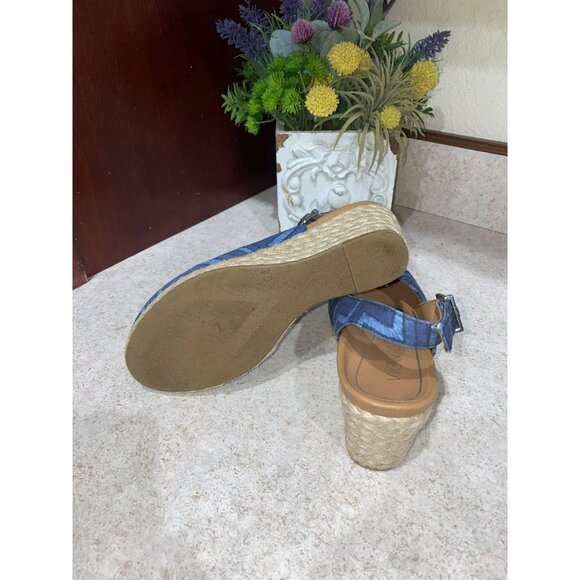 Vionic Aruba Coralina City Slingback Wedge Sandals Chevron Pattern Blue Size 5 U - Picture 6 of 7